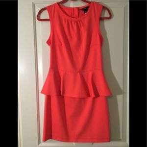 H&M Bright Coral Fitted Peplum Dress